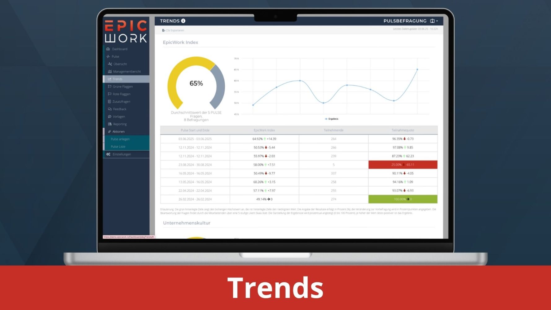 Trends - EpicWork PULSE Backend Screenshots