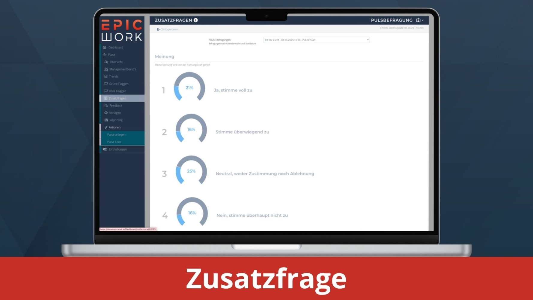 Zusatzfrage - EpicWork PULSE Backend Screenshots